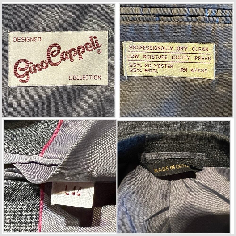 Vintage Gino Cappeli 44L 36x32 Two-Tone Charcoal Gray 2-Piece Suit - Picture 11 of 16